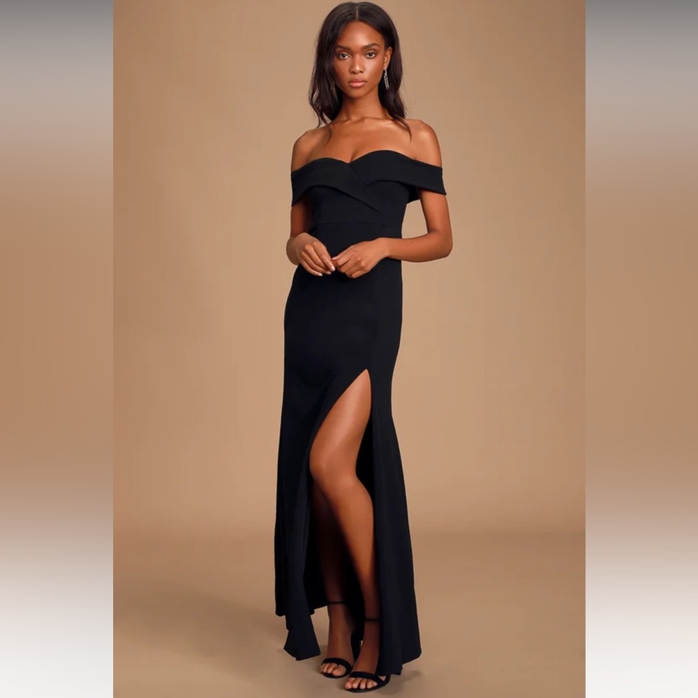 Lulus, Song of Love, black, off-the shoulder maxi dress!